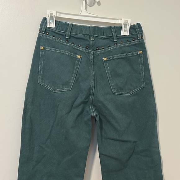 Reformation Cowboy Studded High Rise Straight Jeans Green Size 28 Inseam 28 - Picture 4 of 6